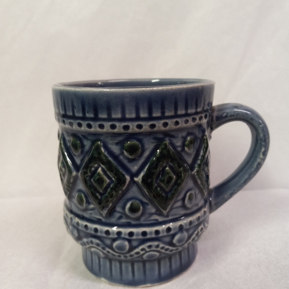 VINTAGE 6 Mugs Japanese Pottery Porcelain Ceramic Blue, Orange, Green, Brown,Tan - Picture 8 of 13